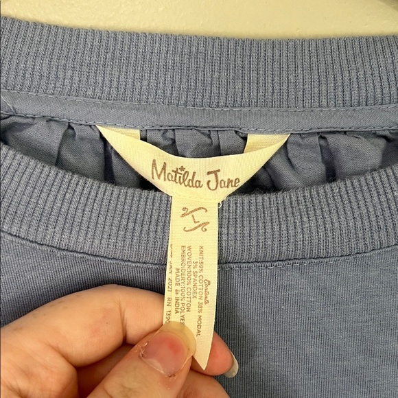 Matilda Jane Blue Long Quarter Sleeve Top Girls Large - Picture 3 of 6